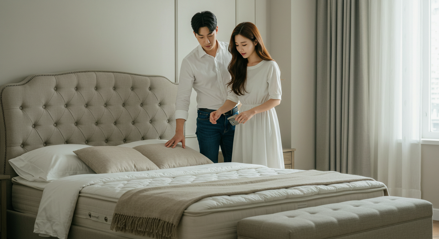 희귀 목재 침대