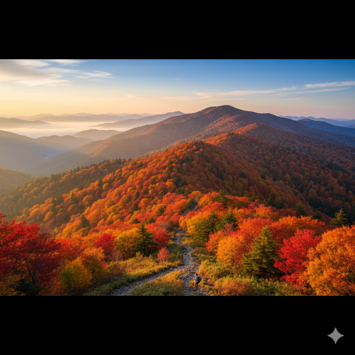 울긋불긋한 단풍이 가득한 산 풍경