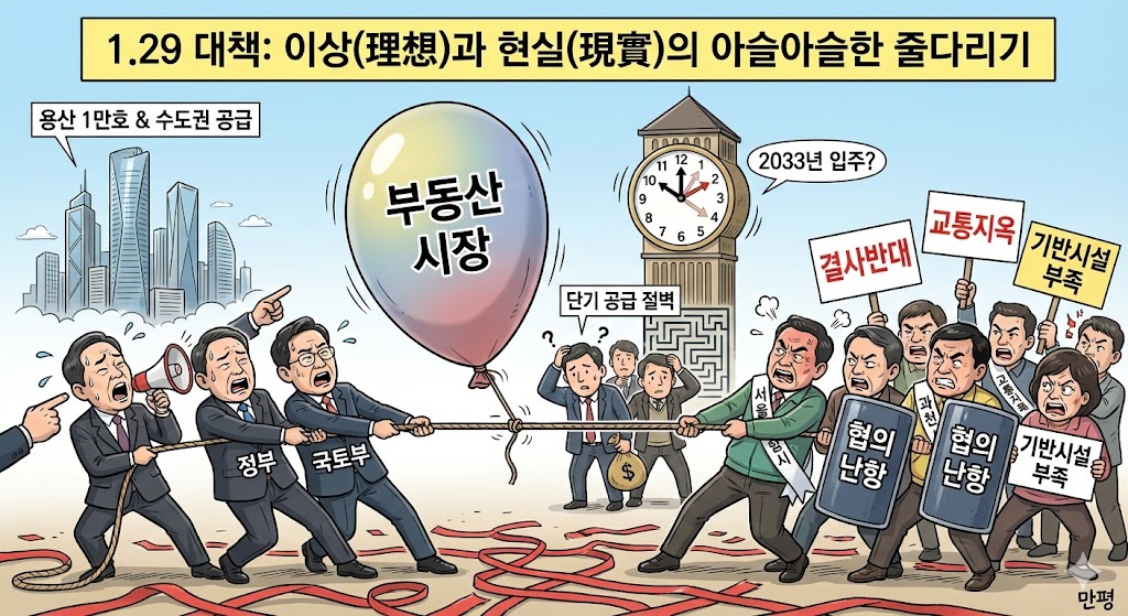 1.29 정부 공급대책 발표와 앞으로의 어려움 만화 이미지