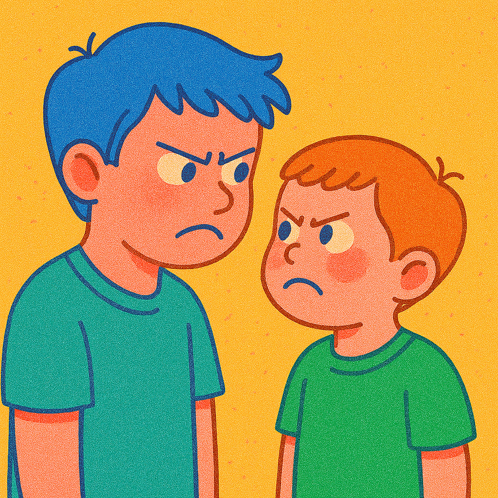 서로 노려보는 형과 동생