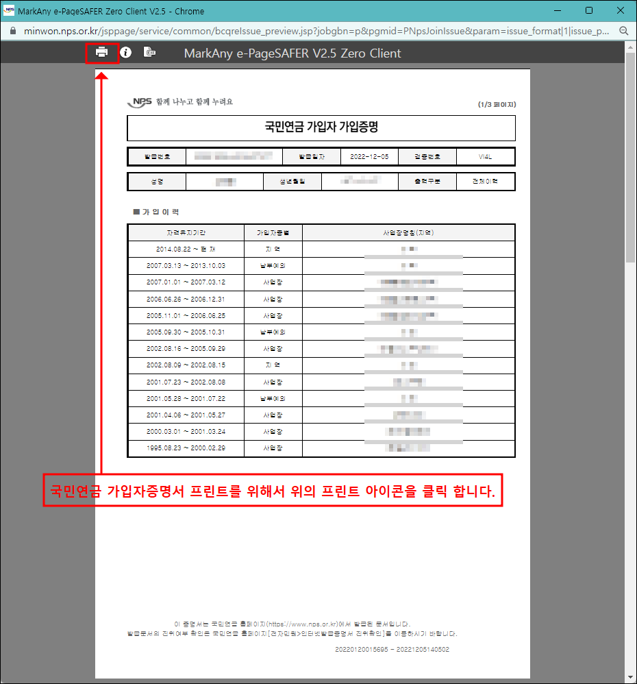 국민연금 가입증명서