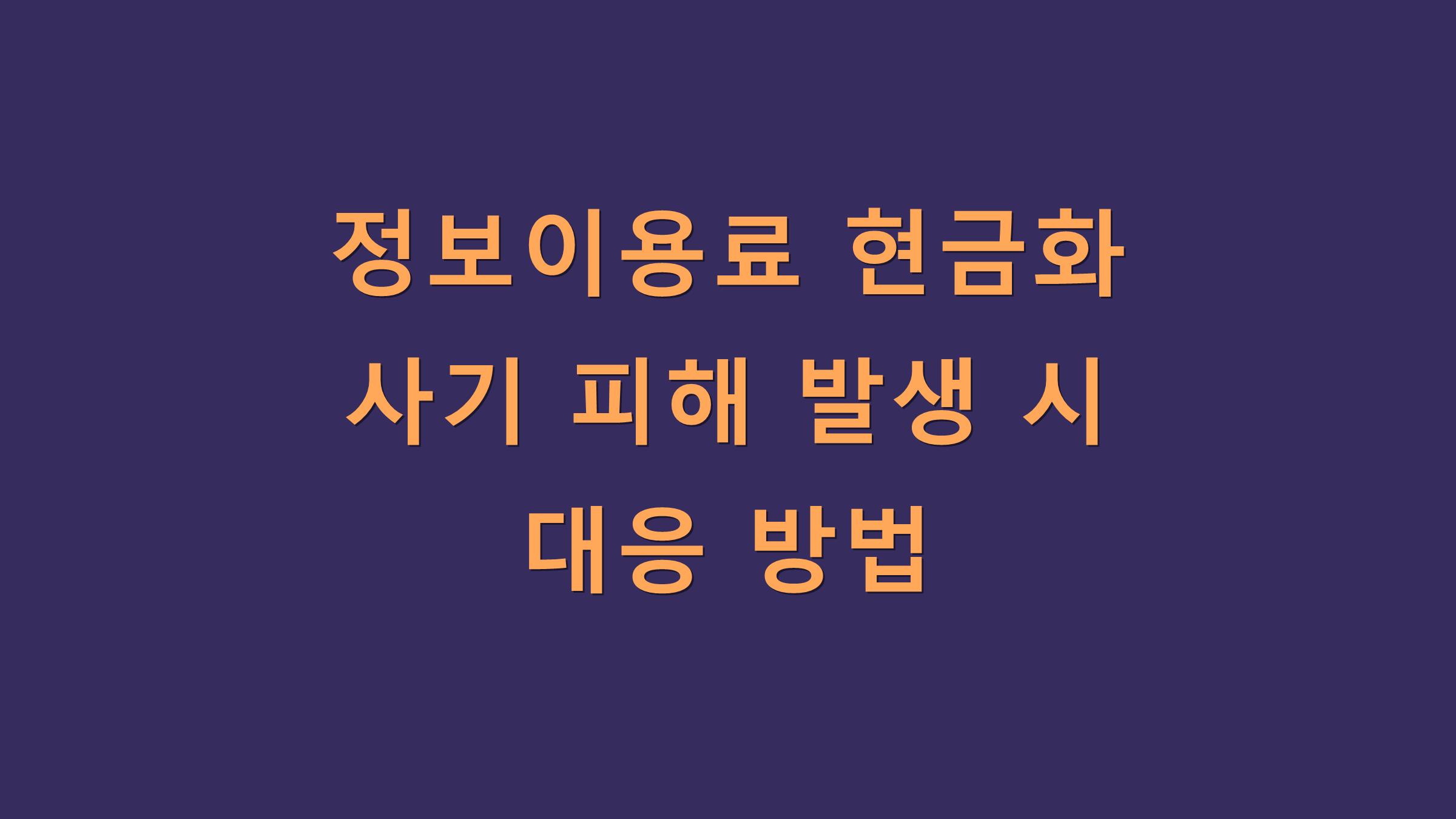 정보이용료 현금화 사기 피해 발생 시 대응 방법