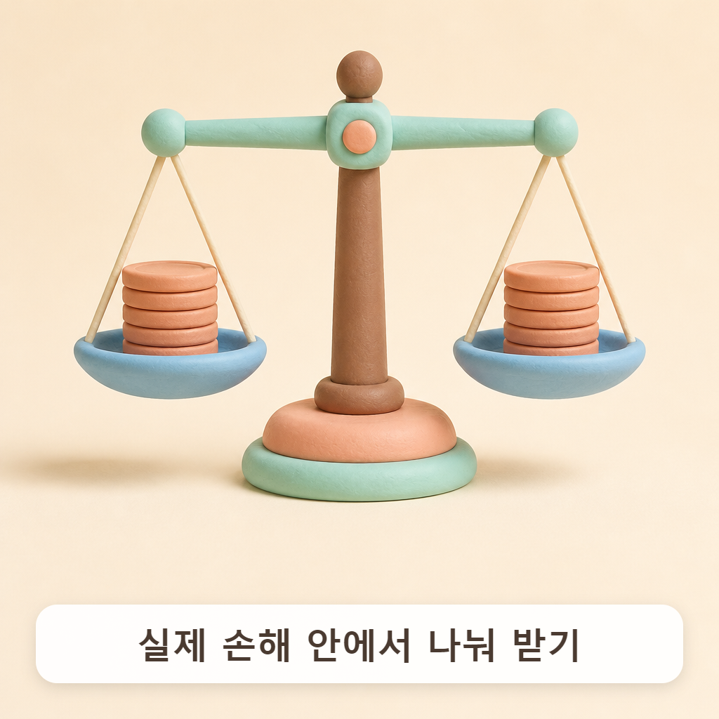 저울 양쪽에 같은 크기의 동전 더미가 놓인 모습