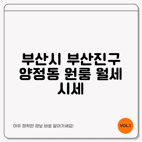 부산시 부산진구 양정동 원룸 월세 시세, 가격비교