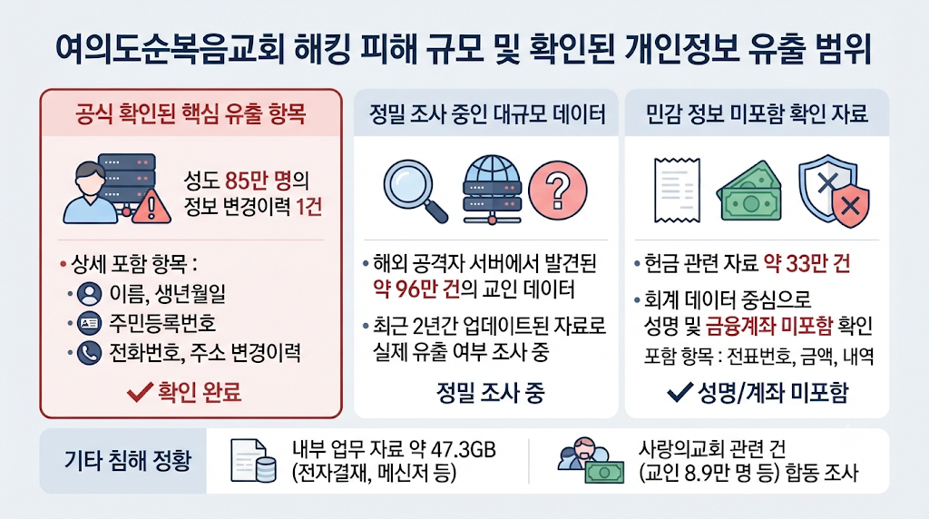 여의도순복음교회 해킹 피해 규모와 확인된 개인정보 유출 범위