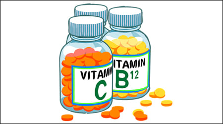 비타민C와 비타민B 병