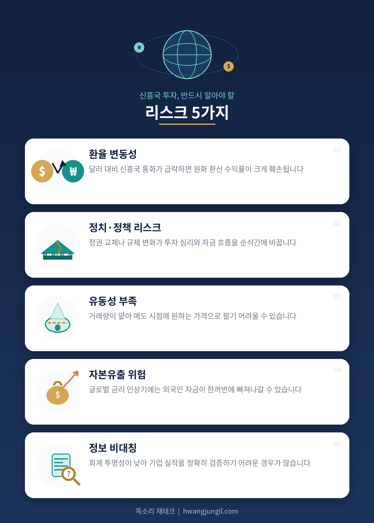 신흥국 투자 리스크 5가지 인포그래픽