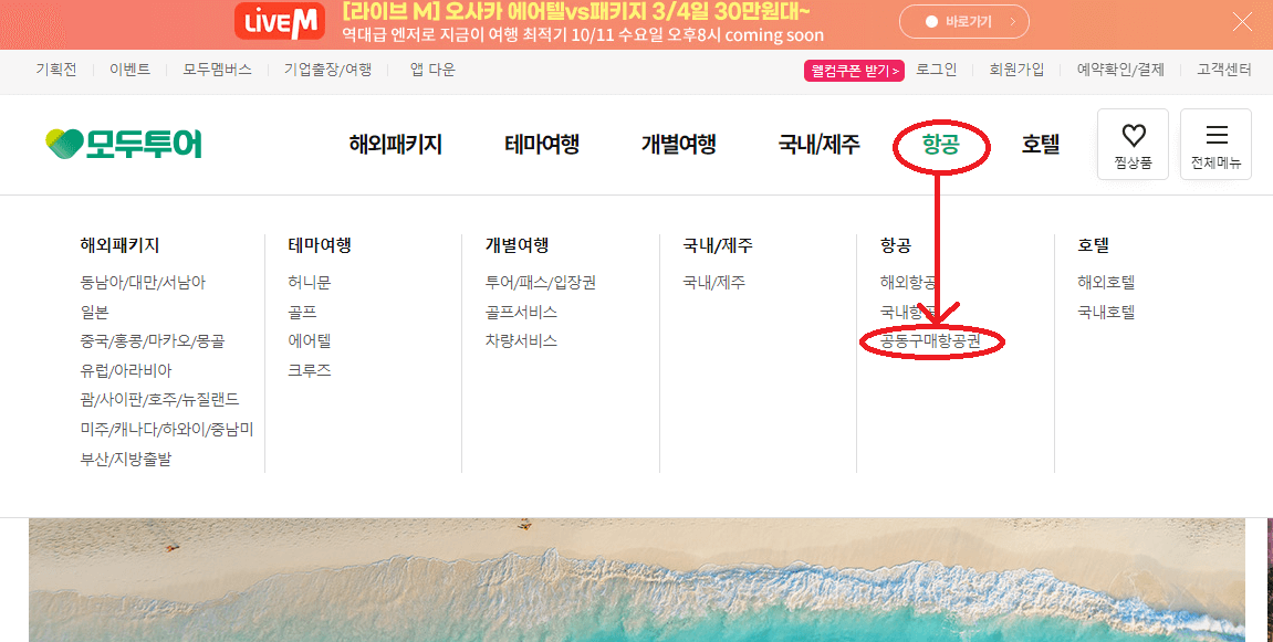 공동구매항공권 모두투어 예약 방법&#44; 항공권 공동구매