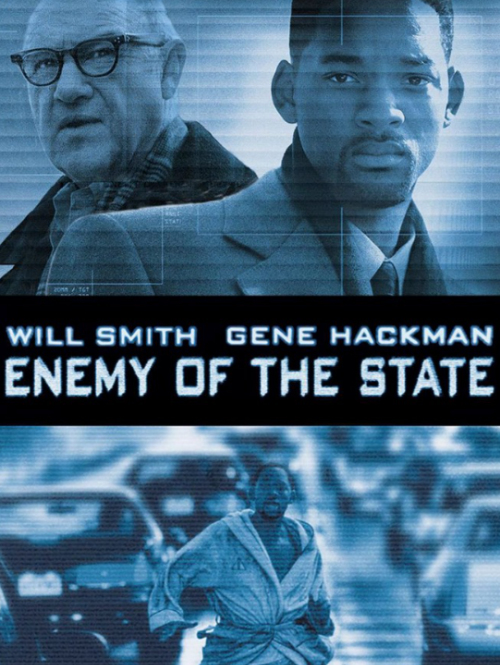 enemy of the state 영화 포스터, 윌 스미스 주연의 1998년 액션 스릴러 에너미 오브 더 스테이트 포스터 이미지, 유전자 감청과 추적을 다룬 첩보 영화 공식 포스터, 윌 스미스·진 해크먼 출연 명작 범죄 액션 영화 포스터