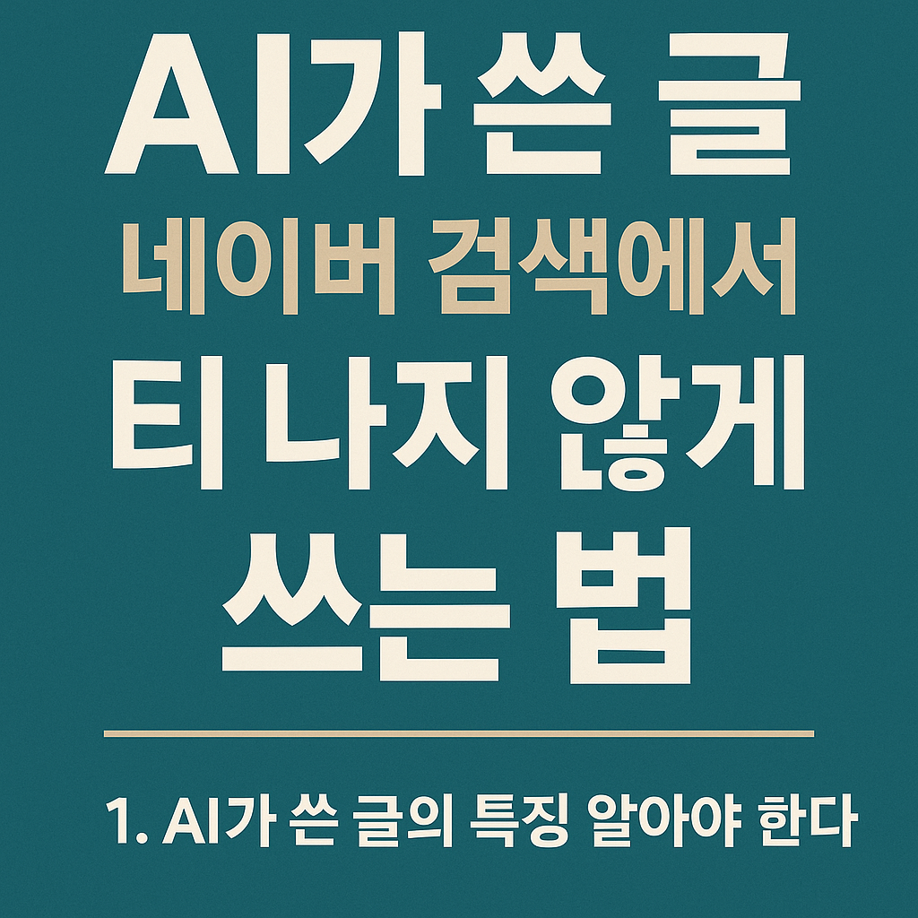 AI가 쓴 글, 네이버 검색에서 티 나지 않게 쓰는 법