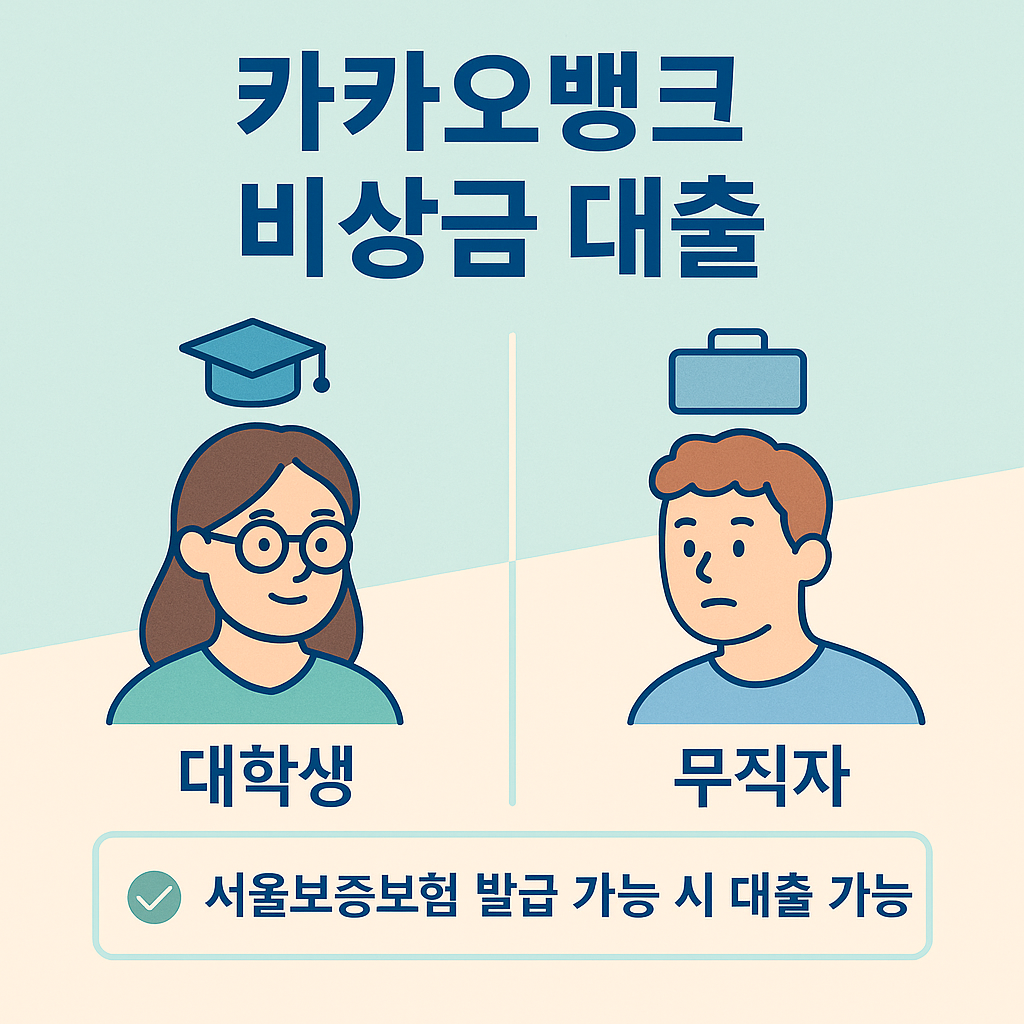 카카오뱅크 비상금 대출 대학생 무직자 비교 인포그래픽