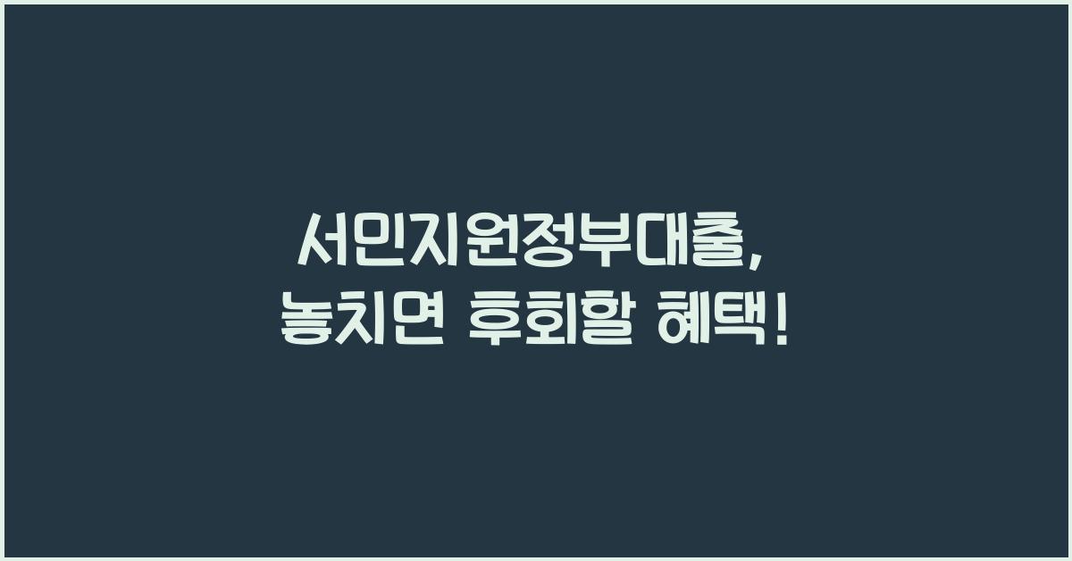 서민지원정부대출