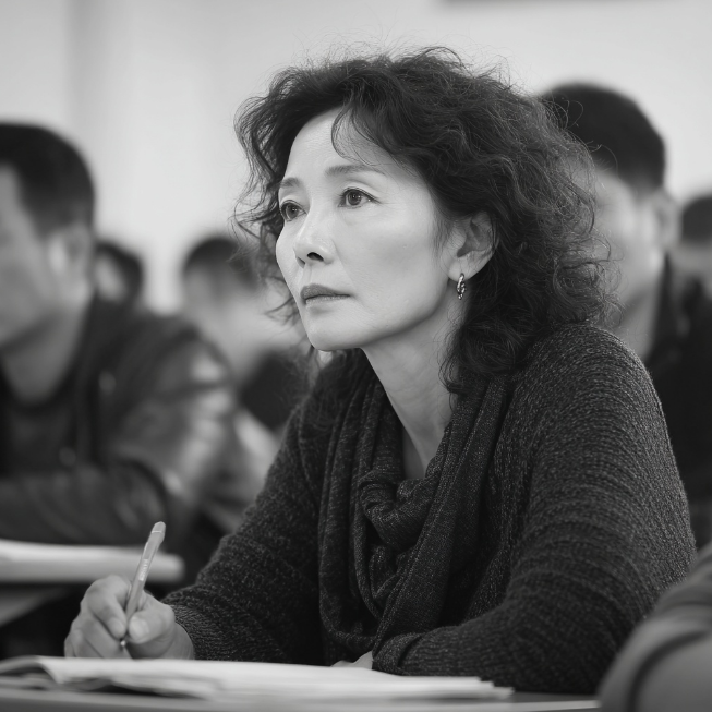 자격증 강의를 듣는 정년 지난 여인