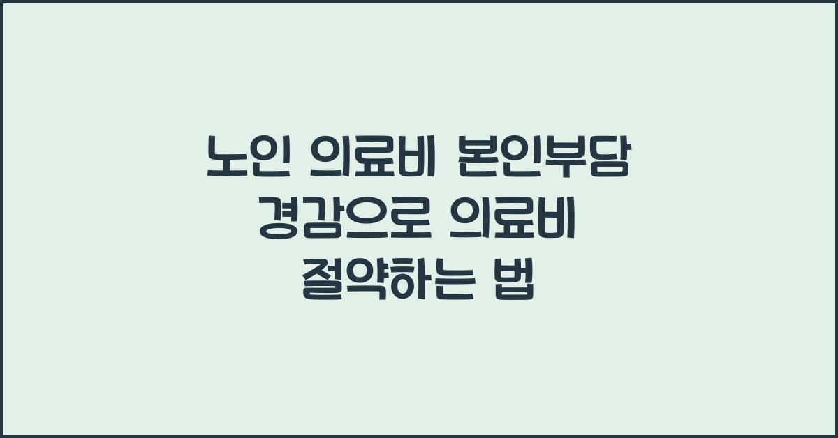 노인 의료비 본인부담 경감