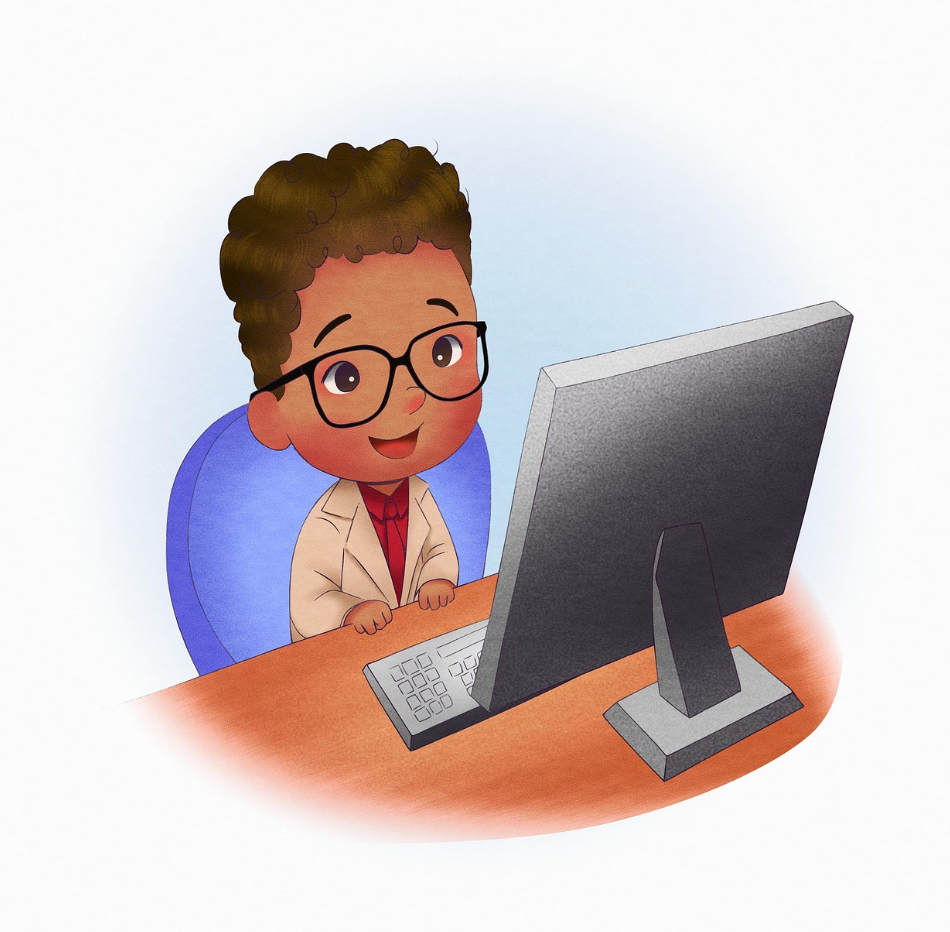 컴퓨터하는 아이 모습 사진