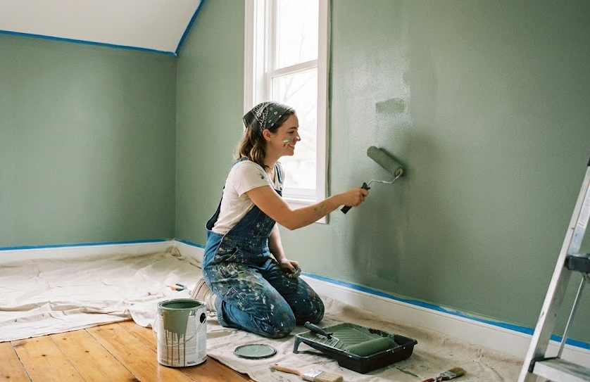 페인트 칠하는 여성 사진