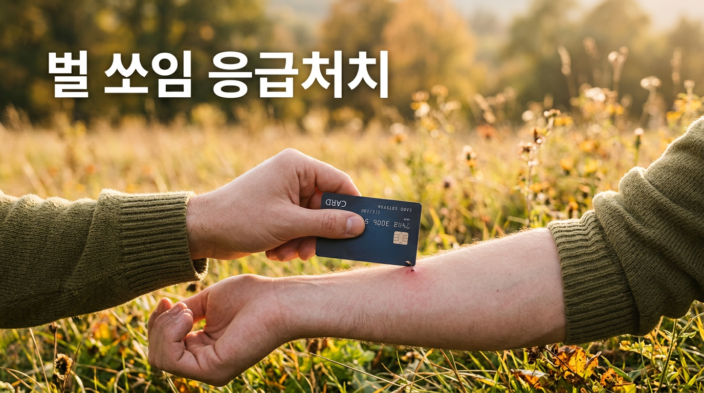 벌 쏘임 응급처치 방법을 보여주는 사진