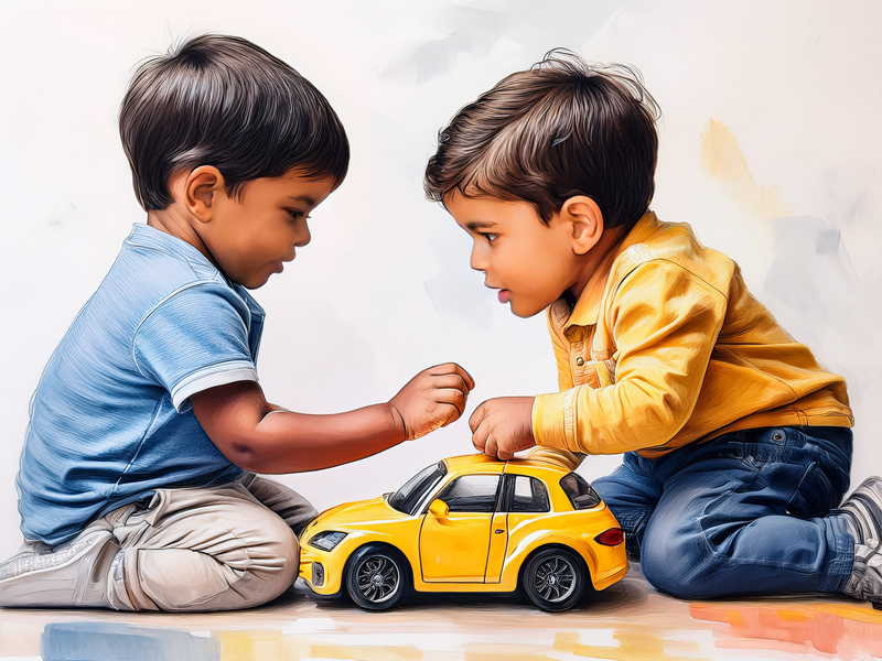 유아들이 서로 다투고 있는 그림