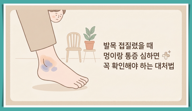 멍들고 붓는 발목