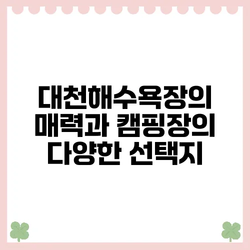 대천해수욕장의 매력과 캠핑장의 다양한 선택지