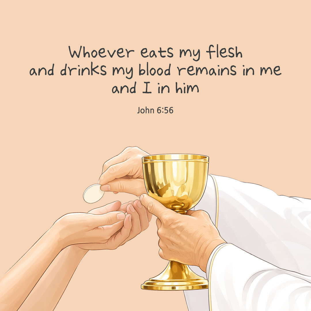 Today's Bible verse card John 6:56 scripture image