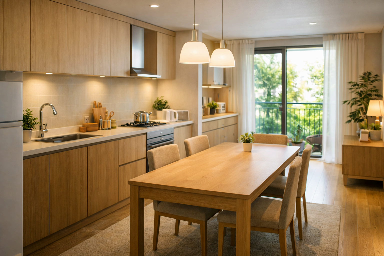 정리된 식탁과 주방 풍수 인테리어