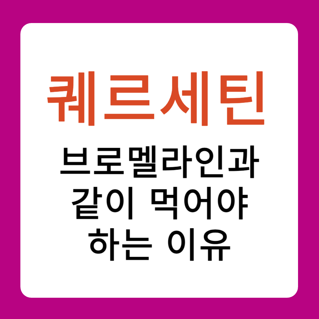 퀘르세틴 브로멜라인과 같이 먹어야 하는 이유