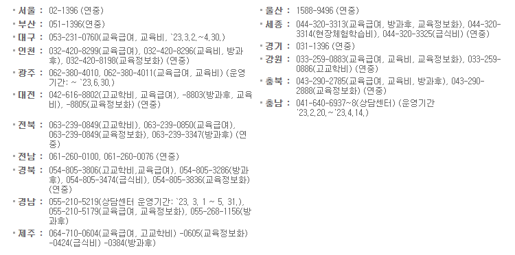 시도교육청-자체상담센터