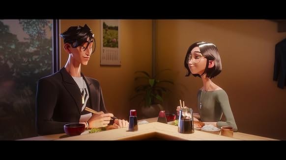 Ultraman Rising 켄 사토와 여성 캐릭터 식사 장면