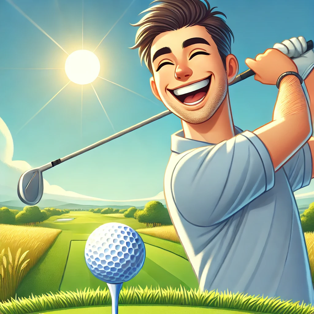 골프치면서 행복해 하는 모습