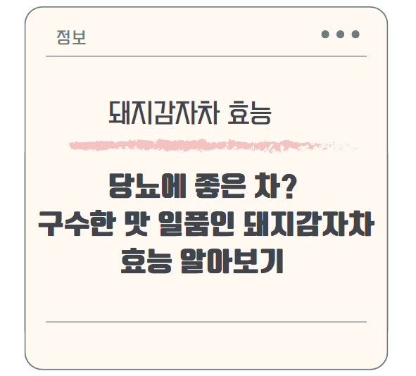당뇨에 좋은 차? 구수한 맛 일품인 돼지감자차 효능 알아보기