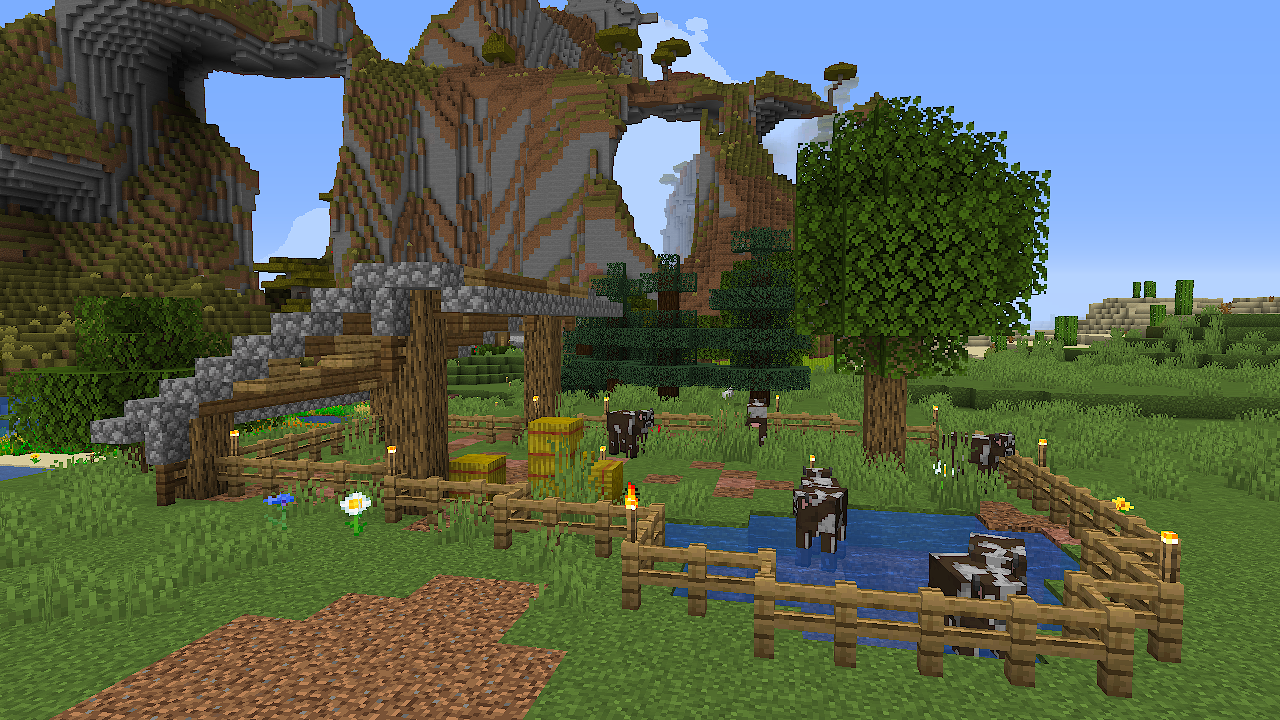 마인크래프트 소 농장 위치, 기본 구조, 먹이 주기, 번식, 자동화시스템