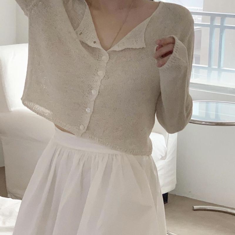 (당일)MIEL 미엘 뉴에트 가디건 (4col) 간절기 여름 린넨 크롭