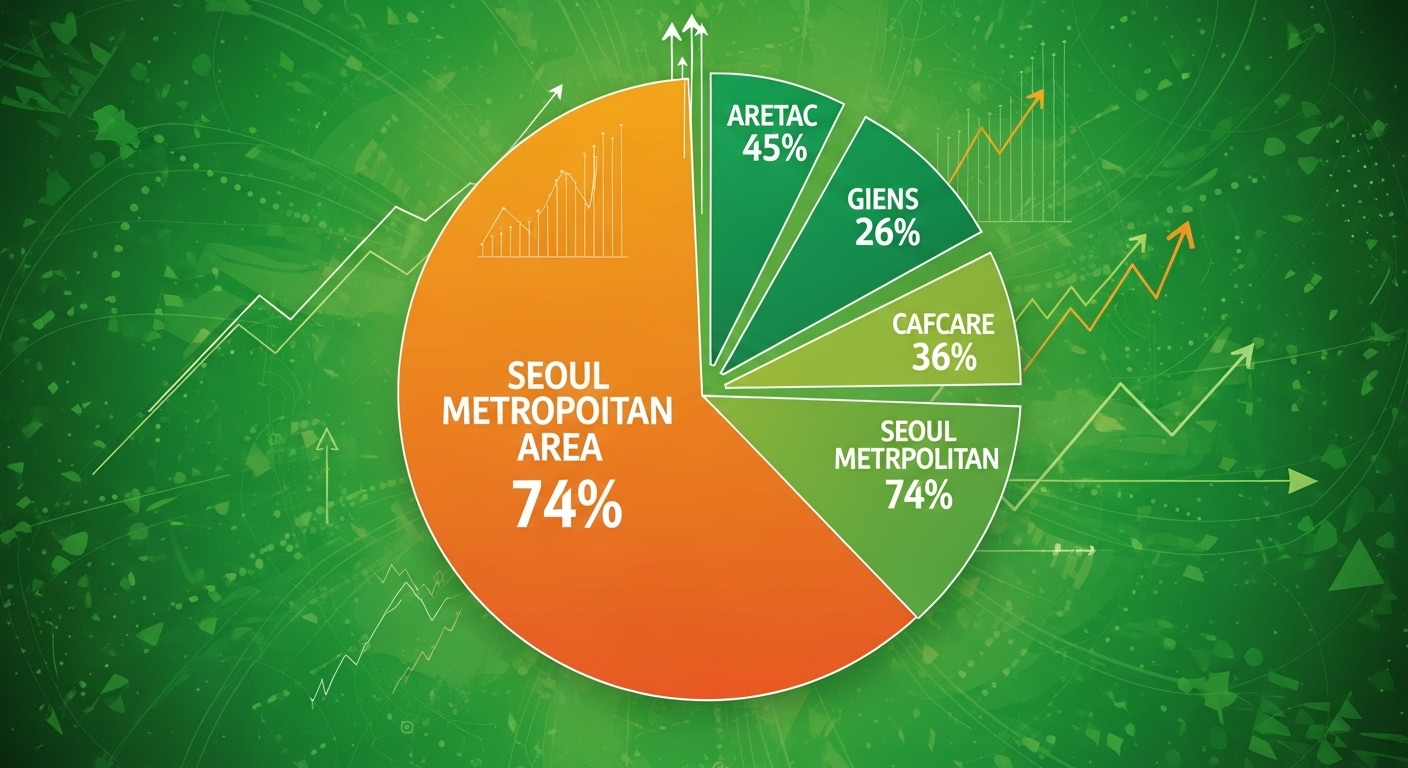 2025년 11월 전국 아파트 분양 물량 중 74%가 수도권에 집중되어 있음을 보여주는 파이 차트 인포그래픽.