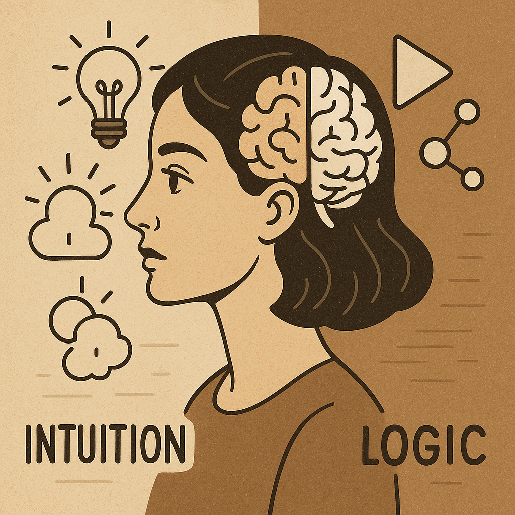 직감 vs 논리적 사고에 관련된 이미지