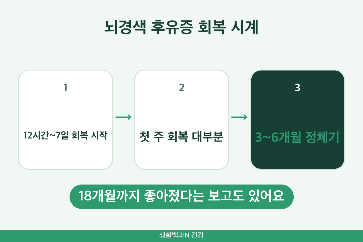뇌경색 후유증 회복 기간 첫 주 3개월 6개월 정체기 재활 시기