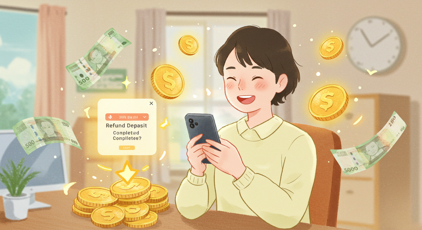 건강보험료 과오납 환급금을 확인하고 기뻐하는 직장인