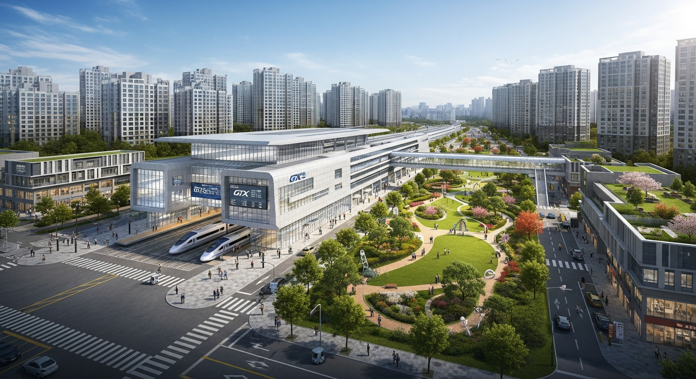 GTX-A 노선 창릉역 신설 예정지와 고양 창릉 3기 신도시 본청약 구역을 표시한 지도