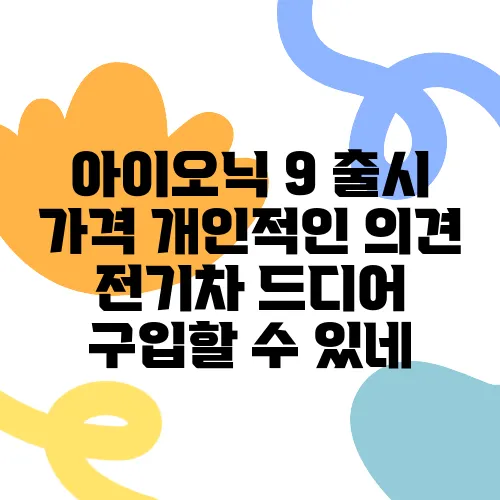 아이오닉 9 출시 가격 개인적인 의견 전기차 드디어 구입할 수 있네
