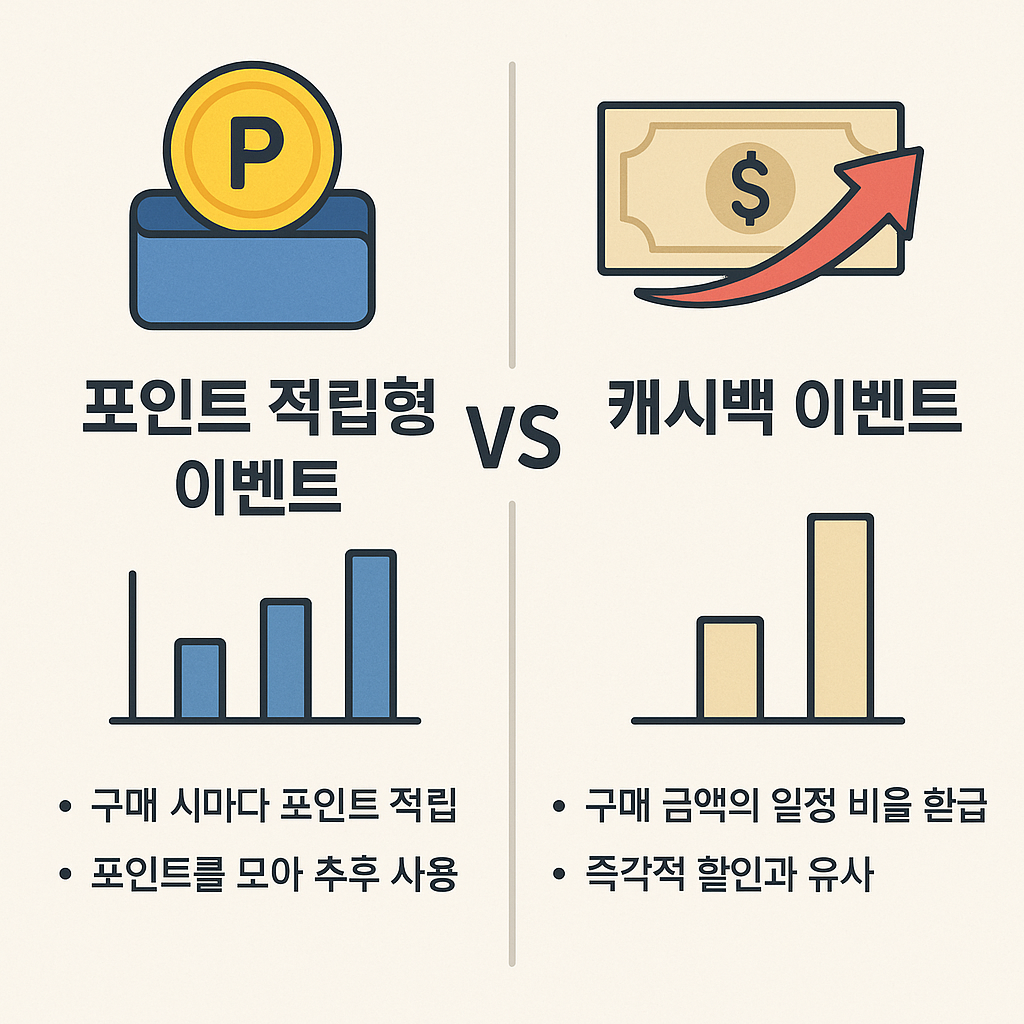 포인트 적립형 이벤트 vs 캐시백 이벤트 분석 (포인트, 캐시백, 이벤트) 관련 이미지 사진