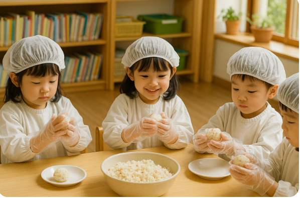 주먹밥 만드는 사진