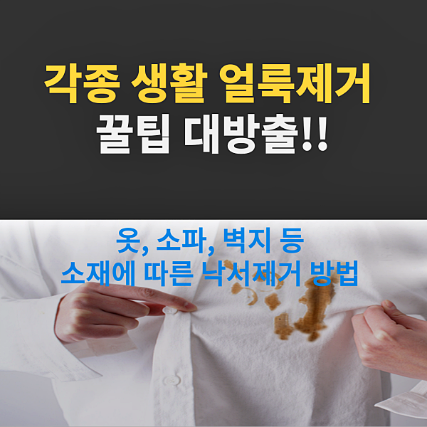 얼룩 제거 방법 꿀팁 대방출: 옷, 소파, 벽지 낙서, 각종 생활 얼룩제거 방법