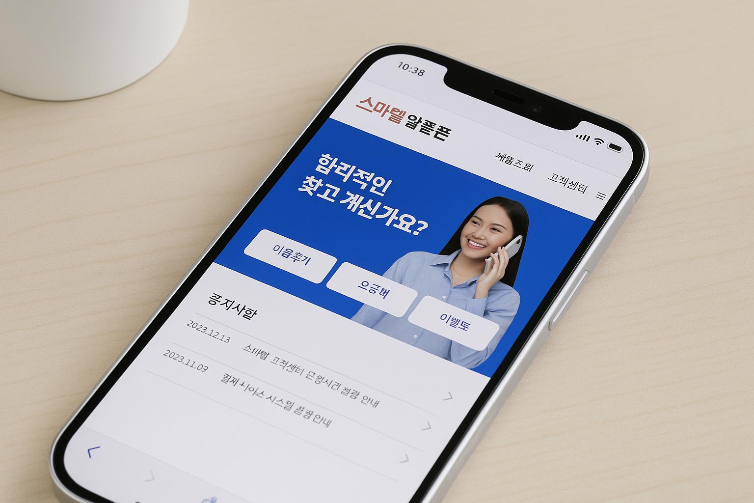 스마텔 알뜰폰 홈페이지