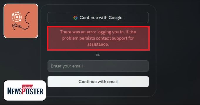 Claude 로그인 오류 There was an error logging you in 화면