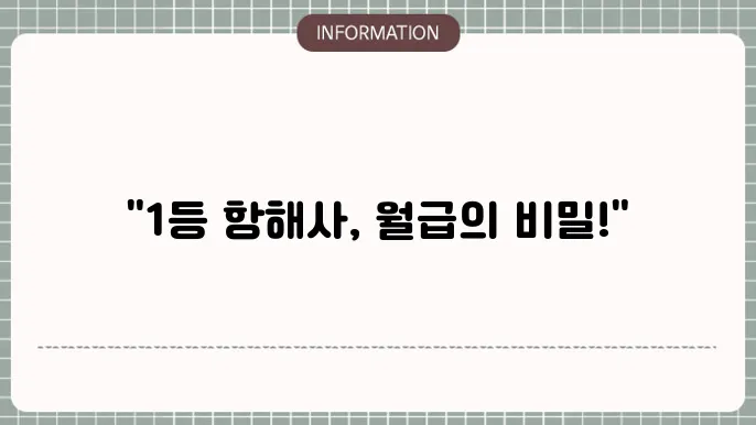 1등 항해사 월급 조건 조사 중