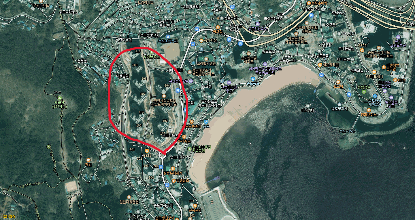 부산 서구 암남동 e편한세상 송도더퍼스트비치 전경, 34층 10개동 1302세대, 송도해수욕장 인접