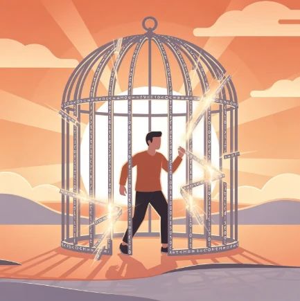 벤더 종속을 상징하는 감옥 예시 일러스트