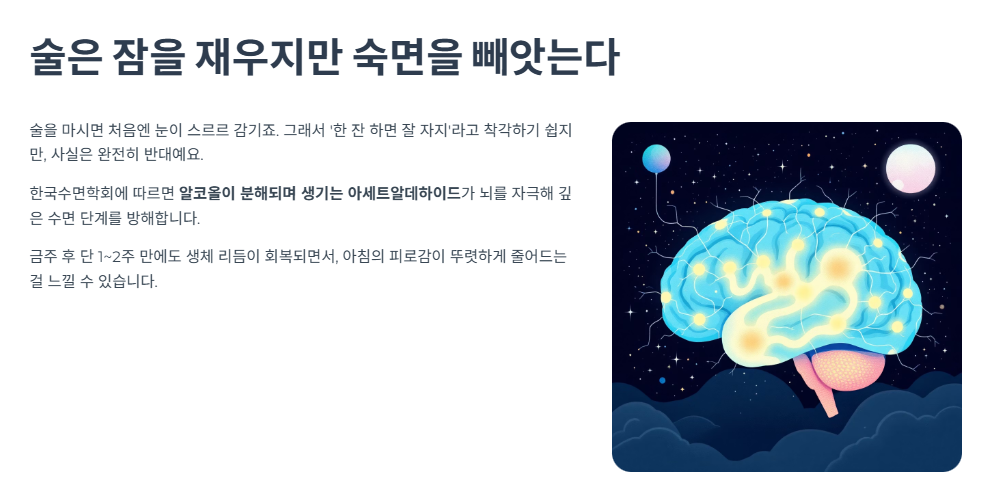 술은 잠을 재우지만 숙면을 빼앗는다