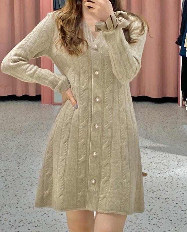 나인 케이블 진주 니트 원피스 NMK7NK-OP5785M0