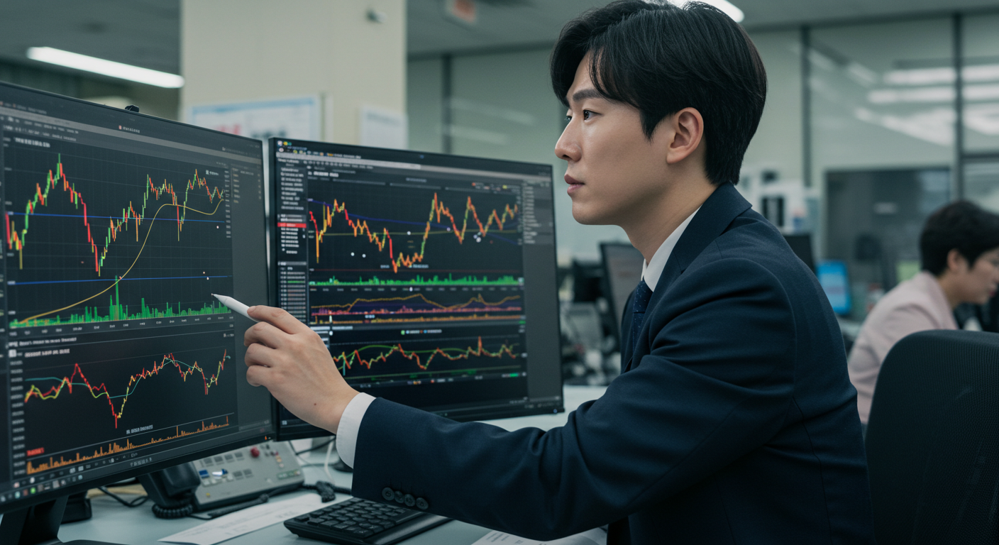 이동평균선을 활용해 주식 차트를 분석하는 한국 투자자